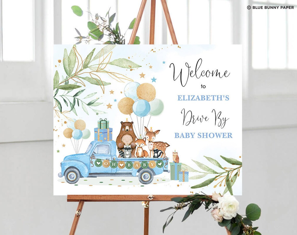 Editable Drive Thru Baby Shower Sign. Woodland Drive Etsy