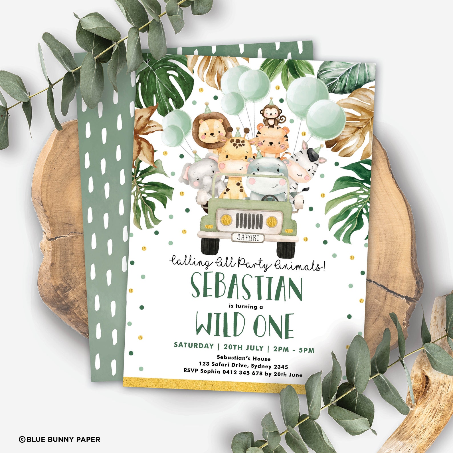 Safari Birthday Invitation. Wild One Party Animals Printable Etsy