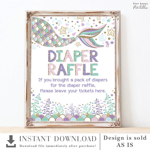 Pink Under the Sea Printable Baby Shower Diaper Raffle Tickets