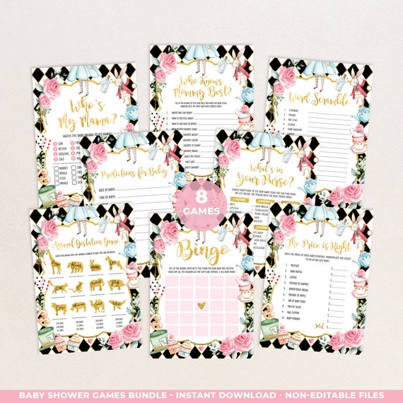 Alice in Wonderland Party Decorations & Games Printable Kit