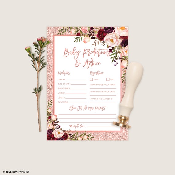 Blush Burgundy Floral Roses Baby Girl INSTANT DOWNLOAD Baby Shower Games Bundle 8x Rose Gold Glitter Party Games Printable FLO37