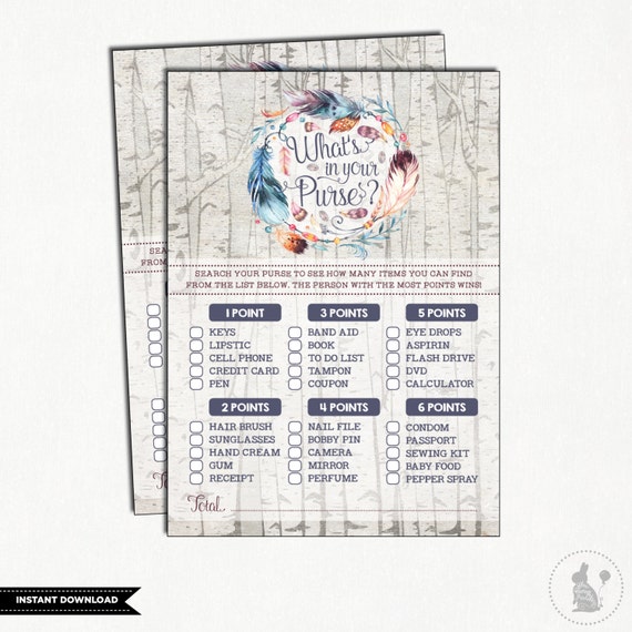 Bohemian Purse Game Printable