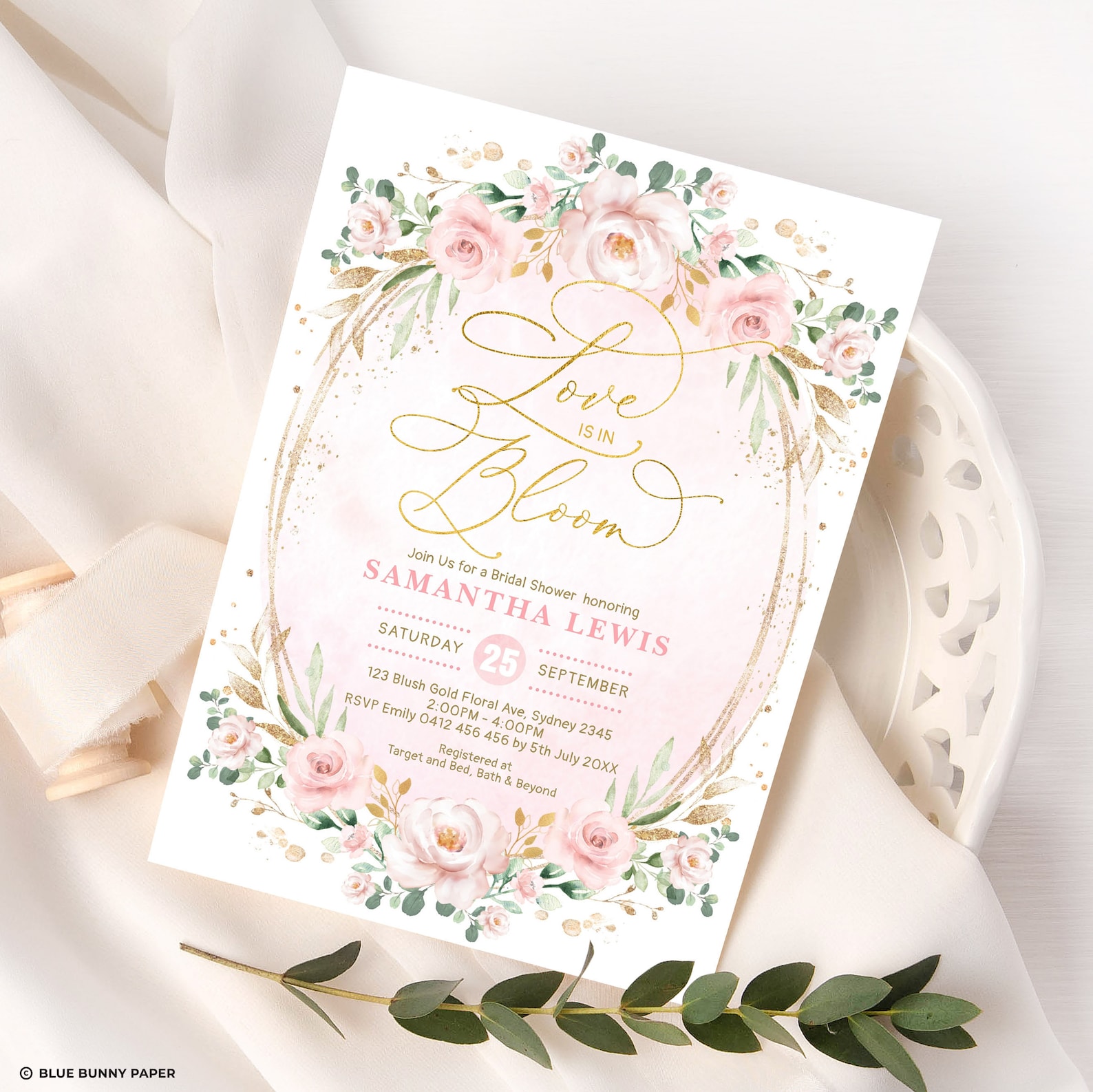 Love is in Bloom Bridal Shower Invitation Blush Floral Spring Etsy