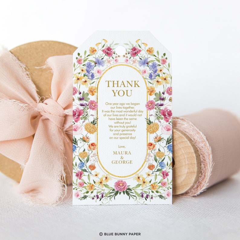 Wildflower Wedding Favor Tag Template, Spring Flower Bridal Party Favors, Colorful Garden Floral Editable Thank You Template Download, FLO2 image 4