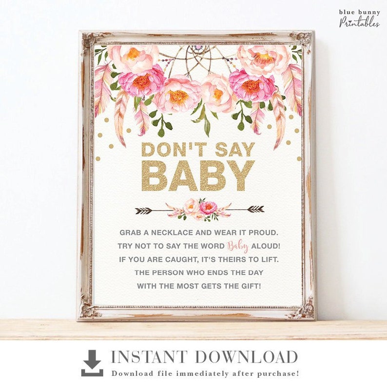 Grab a Necklace. Don't Say Baby Shower Game. Pink Gold Etsy