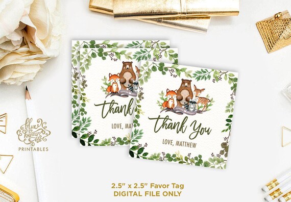 woodland thank you tags