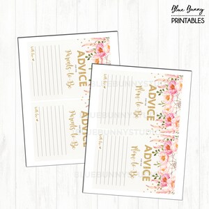 Boho Floral Baby Shower Advice Cards. Pink Gold Confetti Flower Baby Girl Game. Advice for Mom To Be & Parents To Be. Dreamcatcher FLO12A image 2