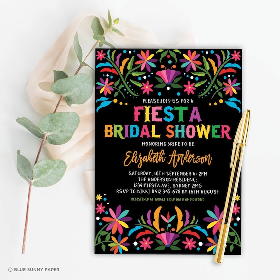Editable Fiesta Bridal Shower Invitation Template. Mexican Floral