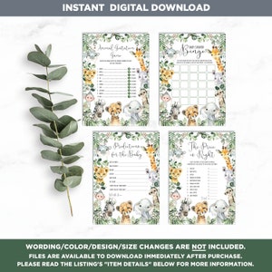 Rustic Safari Baby Shower Games Bundle. Greenery Jungle Animals Baby Shower Games Printable. INSTANT DOWNLOAD. JUN13 image 3