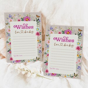 Wünsche für Baby Karte, Boho Wildblumen Baby Shower Spiel, buntes Gartenblumen Baby in Bloom Spiel druckbar SOFORTIGER DOWNLOAD, WF5