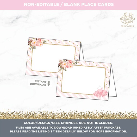 Pink Tutu Food Tent Labels Pink Gold Ballerina Birthday