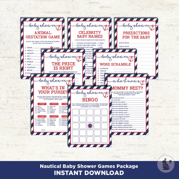 Whats In Your Phone Game - Nautical Printable Baby Shower Games