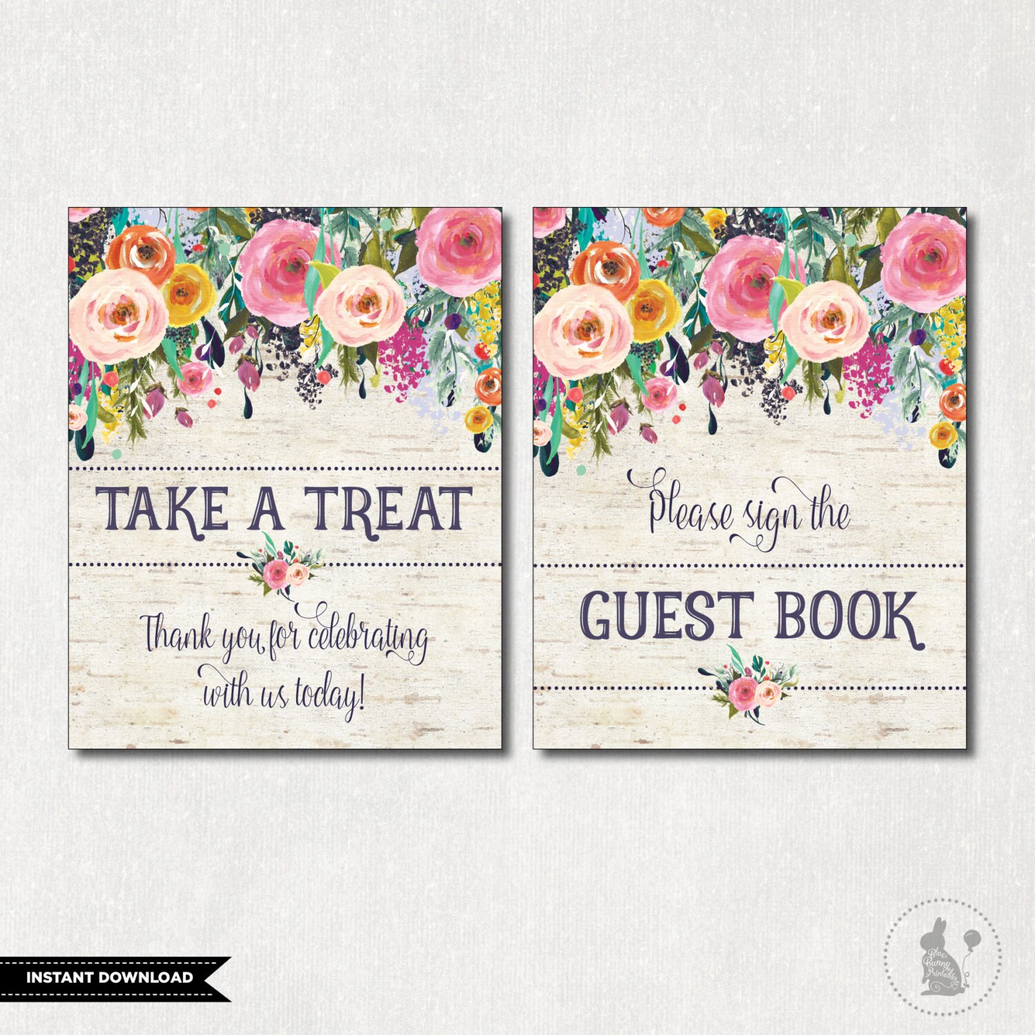 Printable Floral Baby Shower Table Signs. 6 Signs. Gift Table Etsy