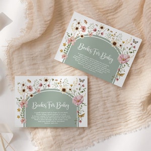 Livres modifiables de baby shower de fleurs sauvages de Bohème de sauge pour la carte de bébé, insertion de demande de livre de fleurs de jardin, téléchargement immédiat de bébé en fleur FLO32