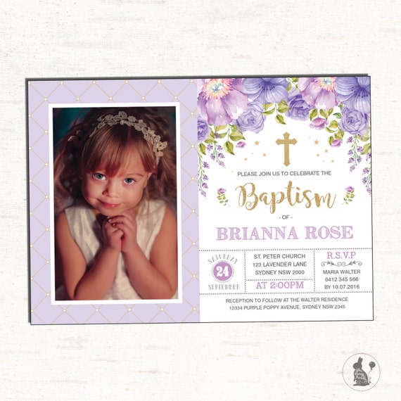 Girl Baptism Invitation. Purple Gold Christening Printable Invitation. Lavender Floral Invite. Twinkle Twinkle Little Star Vintage LAV1 Il_570xn