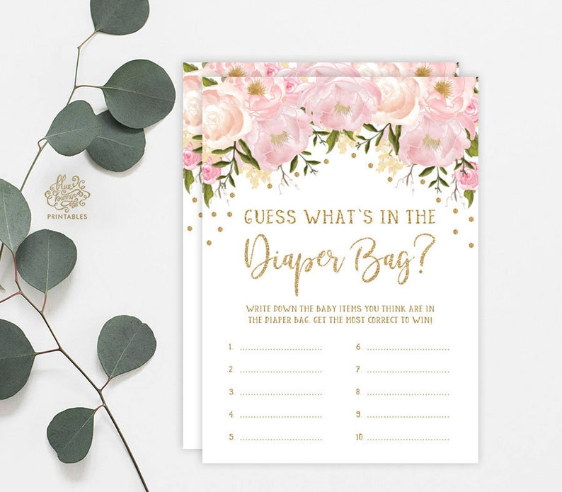 Guess What's in the Diaper Bag Game Blush Pink Baby Shower Etsy