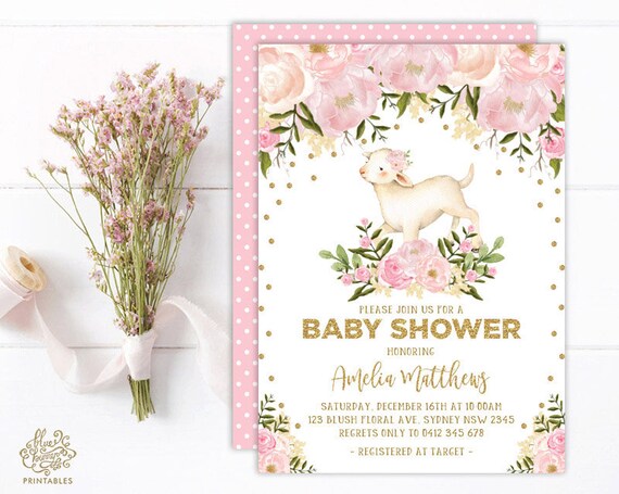 little lamb baby shower invitations