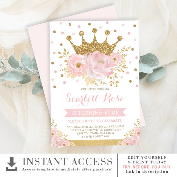 Crown birthday invitations deals