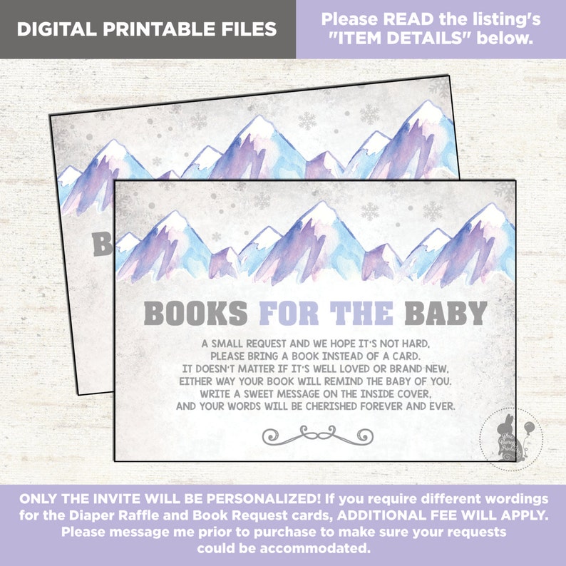 Polar Bear Baby Shower Invitation Books For Baby Insert Card Winter Snowflake Diaper Raffle Christmas Baby Package WINT6 3-PIECE-SUITE