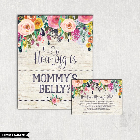 How Big Is Mommy S Belly Game Floral Baby Shower Cottage Chic Baby