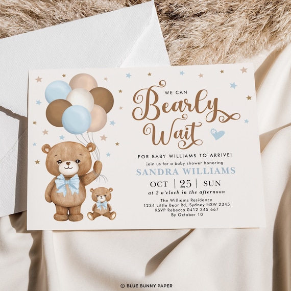 Little Bear Rustic Long Distance Baby Shower Invitation