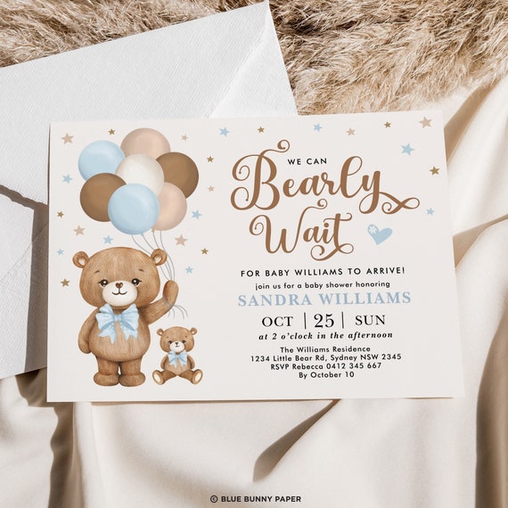 Little Bear Rustic Long Distance Baby Shower Invitation