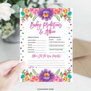 Fiesta-Vorhersagen und Ratschläge-Baby-Dusche-Spiel, mexikanische Blumen Baby Mädchen druckbare, Nacho Durchschnitt Baby INSTANT DOWNLOAD, CDM4