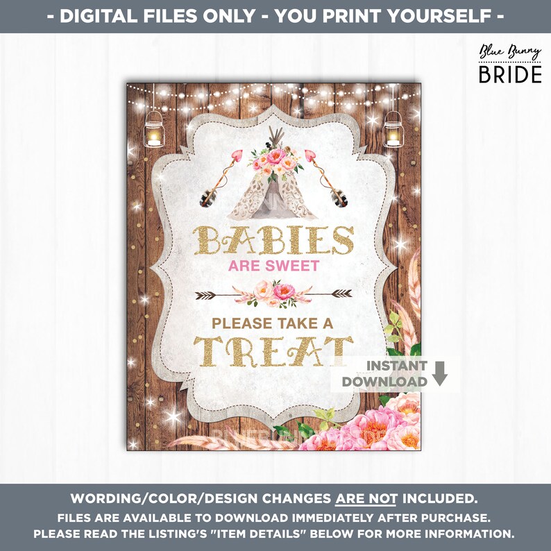 Rustic Boho Floral Baby Shower Favors Sign. Babies Are Sweet Etsy