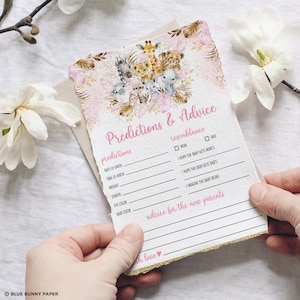 Blush Safari Predictions & Advice Baby Shower Game, Advice for Parents, Tropical Pink Gold Jungle Animals Printable INSTANT DOWNLOAD, JUN17P