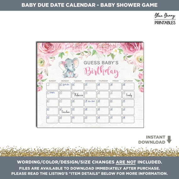guess baby's birthday calendar