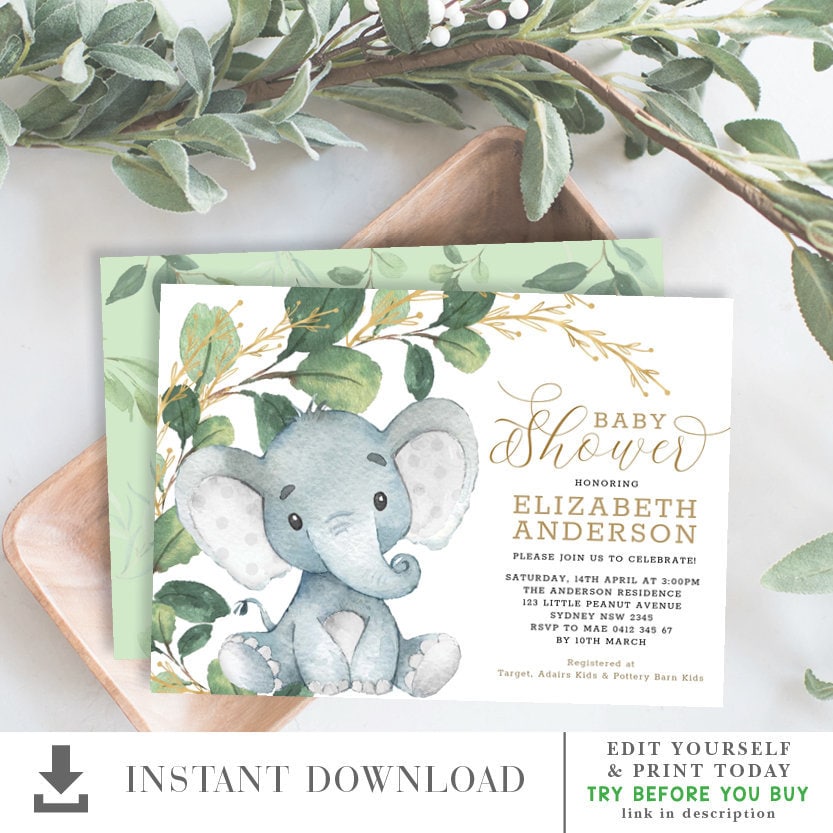 Baby Shower Elephant Template
