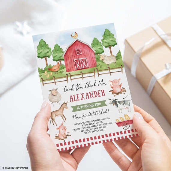 Farm Animals Birthday Invitation, Barnyard Bash Party Invite, Farmyard Printable EDITABLE TEMPLATE, Corjl Instant Download, FARM7 Il_570xn