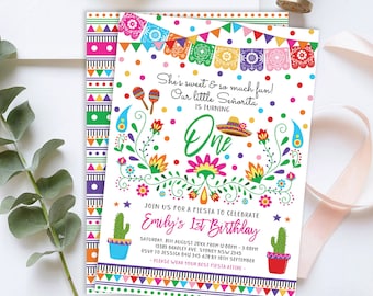 EDITABLE Fiesta 1st Birthday Invitation. Mexican Little Senorita Birthday Party Invite. Fiesta Party Printable. Cinco De Mayo. CDM1