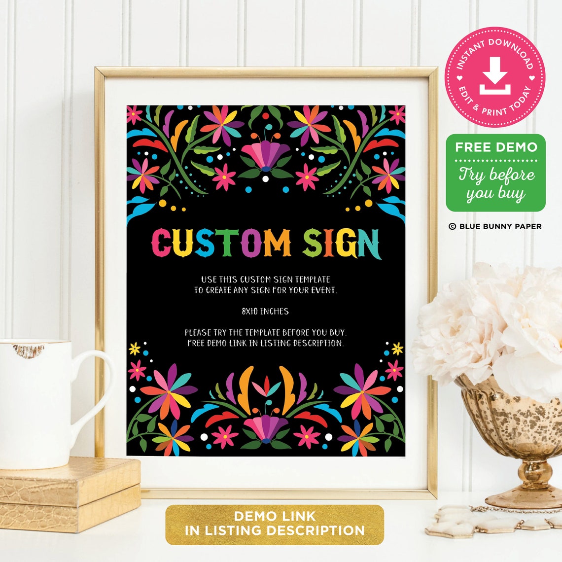 EDITABLE Fiesta Party Sign Template. DIY Mexican Floral Baby | Etsy Canada