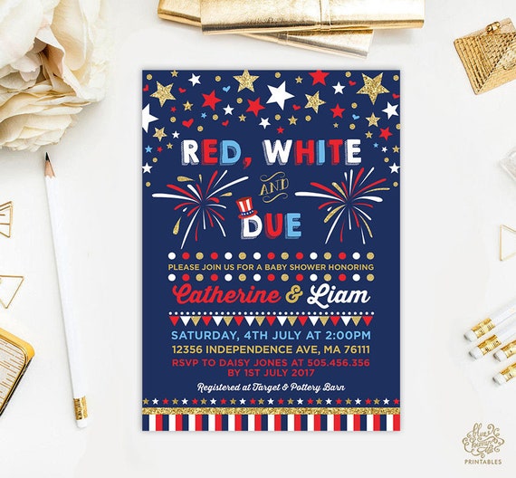 july 4th baby shower invitation fourth of july invite july fourth of july invitation