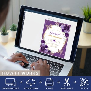 Person editing an invite on a laptop using the Corjl editor.