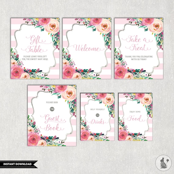 Printable Floral Baby Shower Table Signs. 6 Signs. Gift Table | Etsy Printable Floral Baby Shower Table Signs. 6 Signs. Gift Table | Etsy