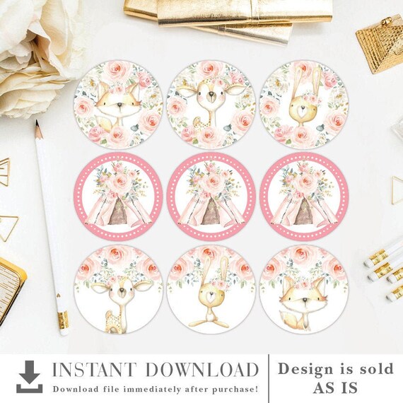 Girl Woodland Baby Shower Decorations Pink Floral Forest Animals