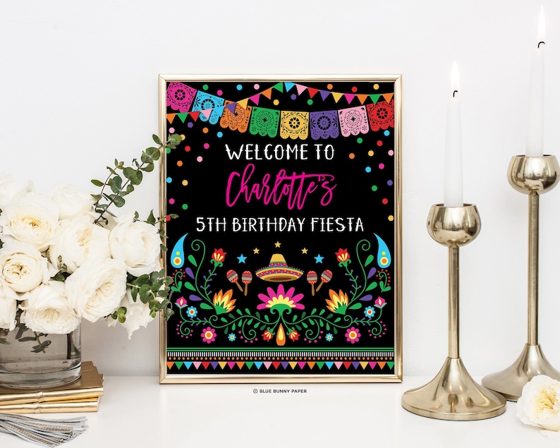 Mexican Fiesta Birthday Welcome Printable Sign. Nacho Average Cactus Birthday Party Decorations. Editable Template Instant Download. CDM2 image 1