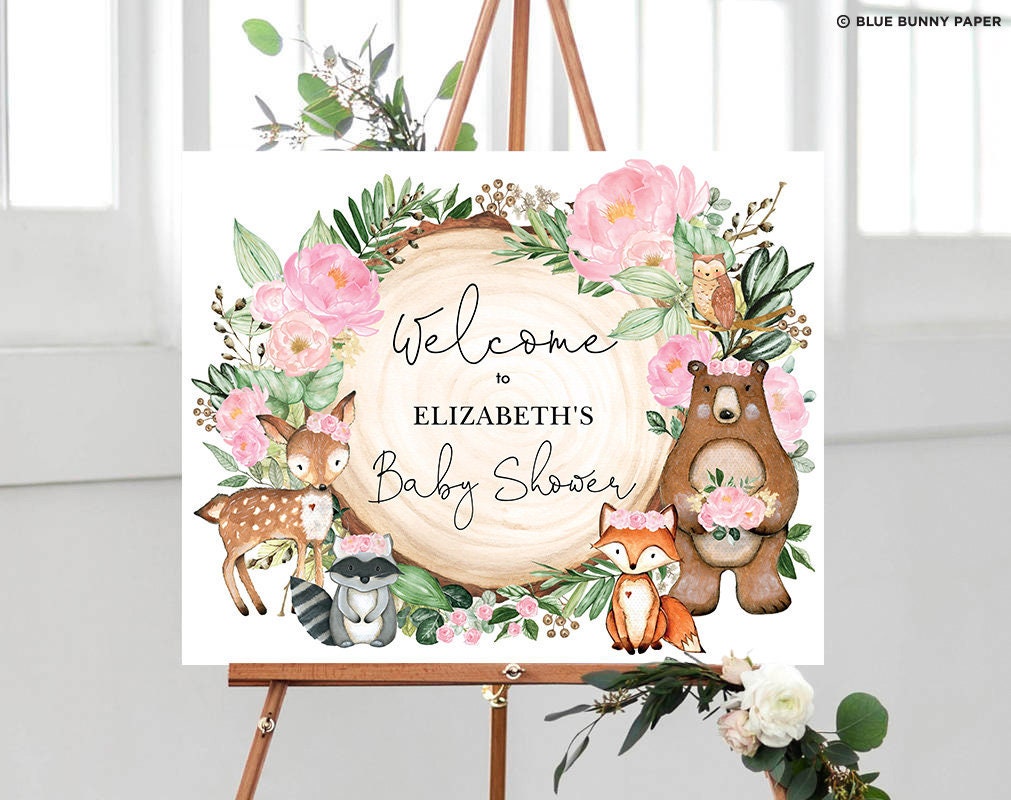 Woodland Baby Shower Decorations in Pink