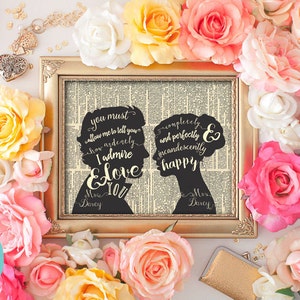 JANE AUSTEN QUOTE. Pride and Prejudice Quote. Mr and Mrs Wedding Sign. Jane Austen Gifts. Printable. Wall Art. Romantic Anniversary Gift image 3