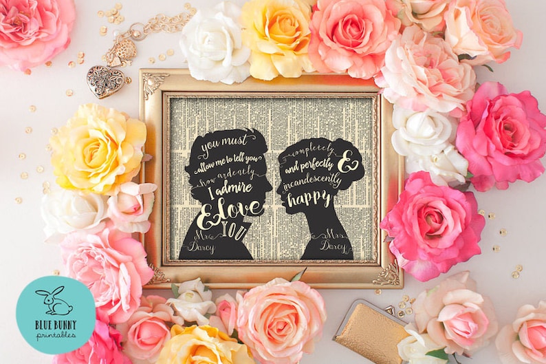 JANE AUSTEN QUOTE. Pride and Prejudice Quote. Mr and Mrs Wedding Sign. Jane Austen Gifts. Printable. Wall Art. Romantic Anniversary Gift image 3