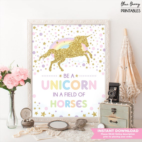 Gold Glitter Unicorn Birthday Party Decorations