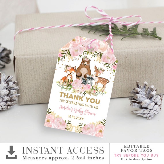 woodland thank you tags