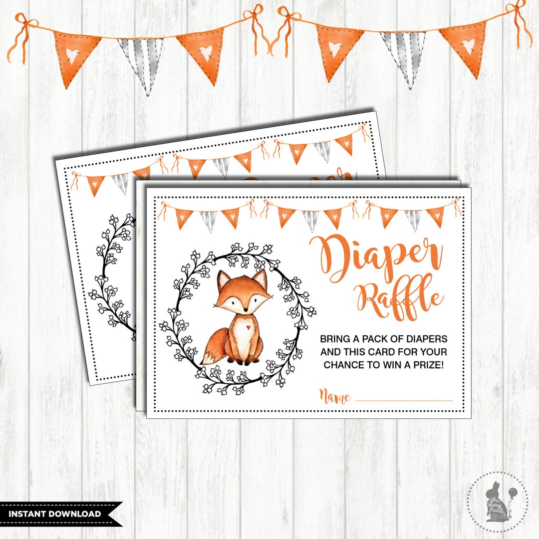 FOX DIAPER Raffle Printable. Woodland Baby Shower. Forest - Etsy
