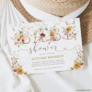 Boho tuin bloemen baby shower uitnodiging, kleurrijke Wildflower baby shower uitnodigen afdrukbare, bewerkbare sjabloon Corjl Instant Download, GAR1