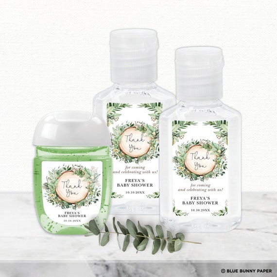 DIY Hand Sanitizer Label Template, Greenery Baby Shower Favors ...