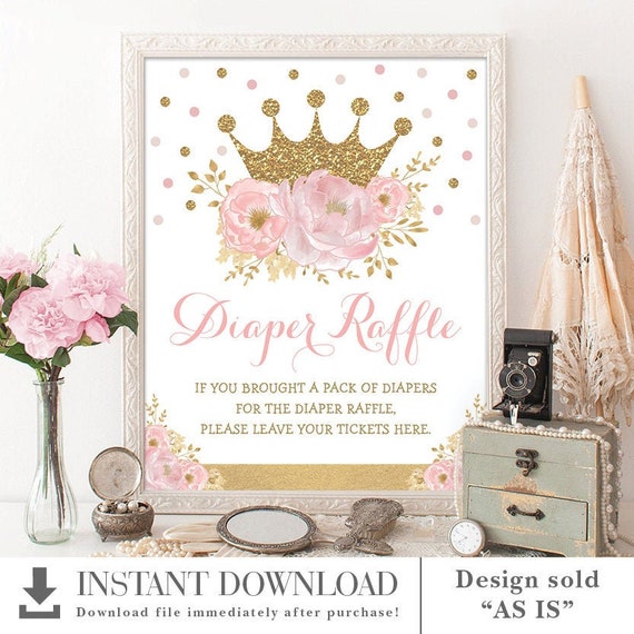 Crown Princess Printable Sign. Blush Pink Gold Floral Baby Shower Decoration. Royal Baby Girl. INSTANT DOWNLOAD. FLO18I Il_570xn