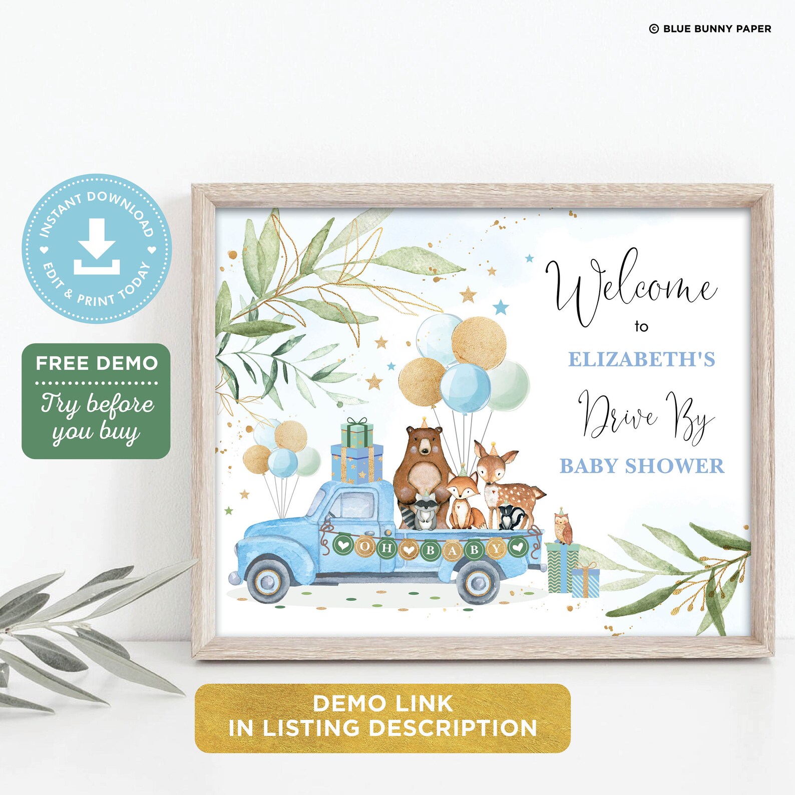 Editable Drive Thru Baby Shower Sign. Woodland Drive Etsy