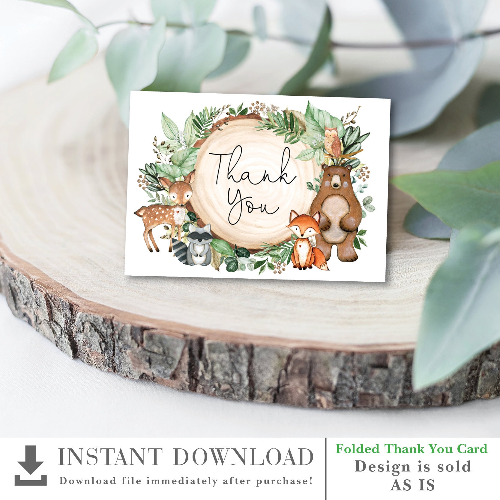 Printed 25 Boy Woodland Thank You Cards With Envelopes  Thick Card Stock  Baby Shower, Birthday, Any Occasion Greenery Large Size 4x6 Owl - Yahoo  Shopping